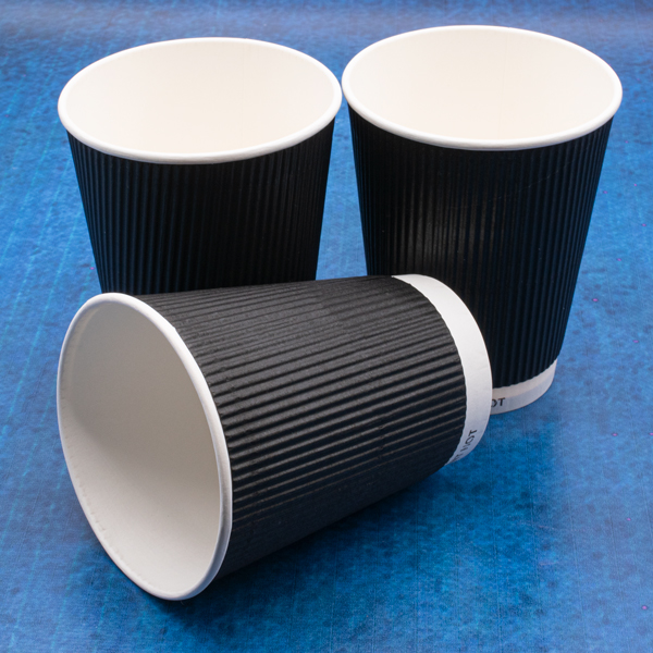 Black 12oz Ripple Cups Available From Stock Suitable For Takeaway Hot